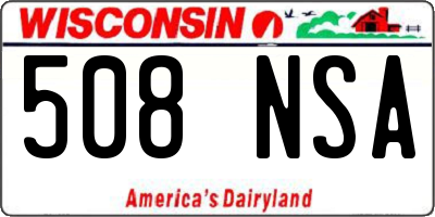 WI license plate 508NSA