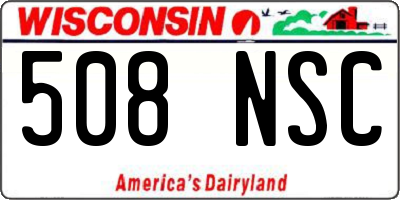 WI license plate 508NSC