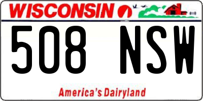 WI license plate 508NSW