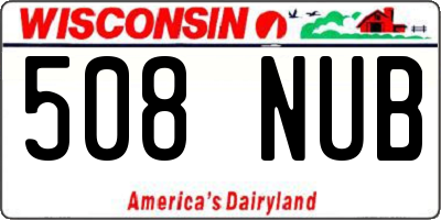 WI license plate 508NUB