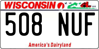 WI license plate 508NUF