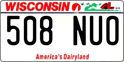 WI license plate 508NUO