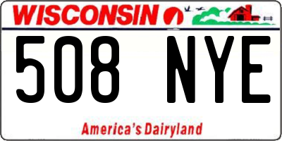 WI license plate 508NYE