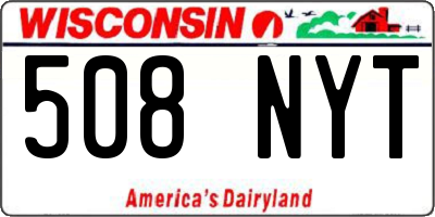 WI license plate 508NYT