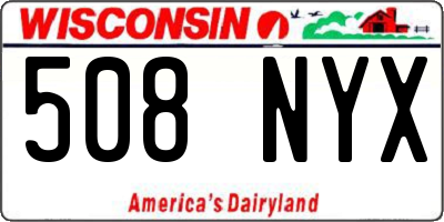 WI license plate 508NYX