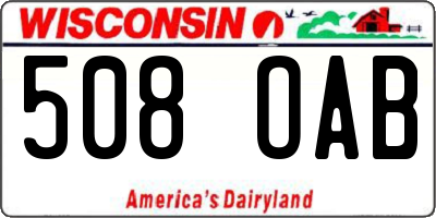 WI license plate 508OAB