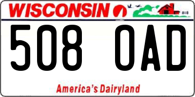 WI license plate 508OAD