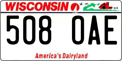 WI license plate 508OAE