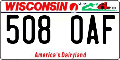 WI license plate 508OAF