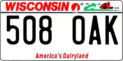 WI license plate 508OAK