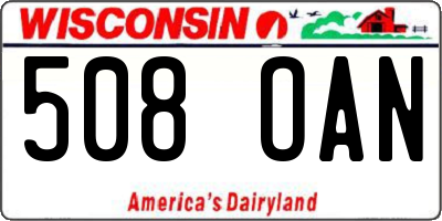 WI license plate 508OAN