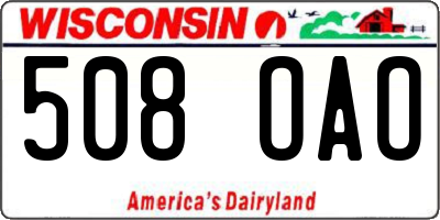 WI license plate 508OAO