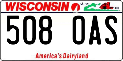 WI license plate 508OAS
