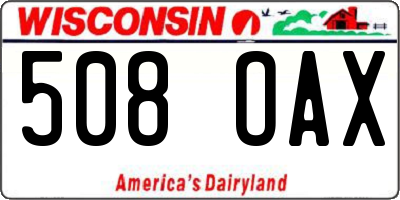 WI license plate 508OAX