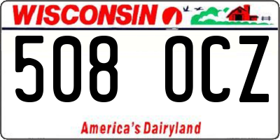 WI license plate 508OCZ