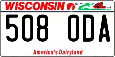 WI license plate 508ODA