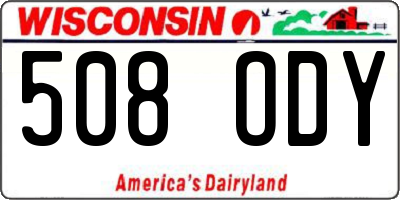 WI license plate 508ODY
