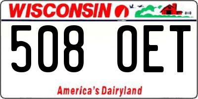 WI license plate 508OET