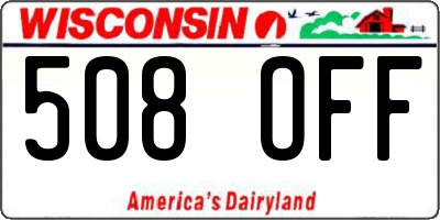 WI license plate 508OFF