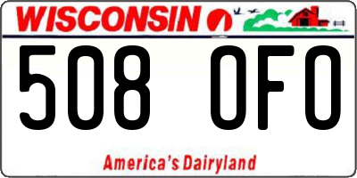 WI license plate 508OFO