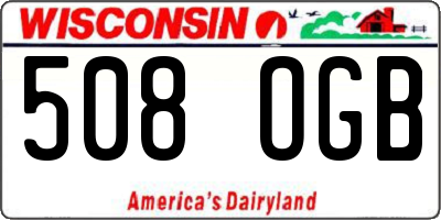 WI license plate 508OGB