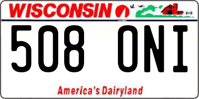 WI license plate 508ONI