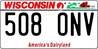 WI license plate 508ONV