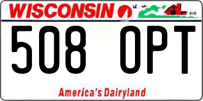 WI license plate 508OPT