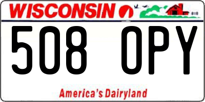 WI license plate 508OPY