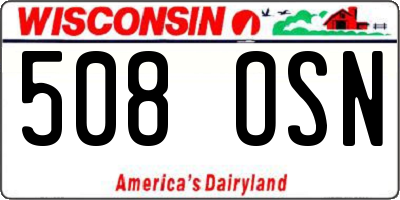 WI license plate 508OSN