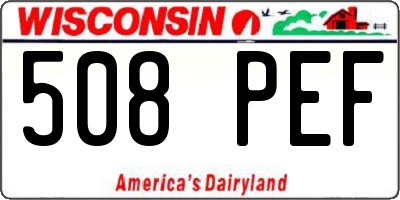 WI license plate 508PEF
