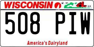WI license plate 508PIW