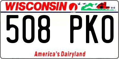 WI license plate 508PKO