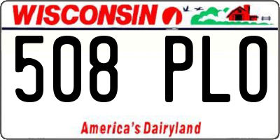 WI license plate 508PLO
