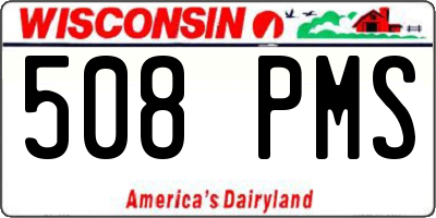 WI license plate 508PMS