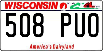 WI license plate 508PUO
