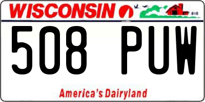 WI license plate 508PUW