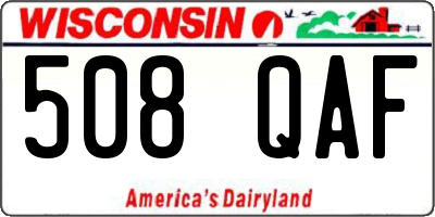 WI license plate 508QAF