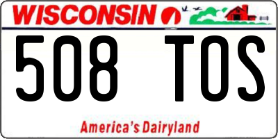WI license plate 508TOS