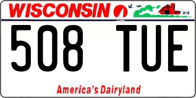 WI license plate 508TUE