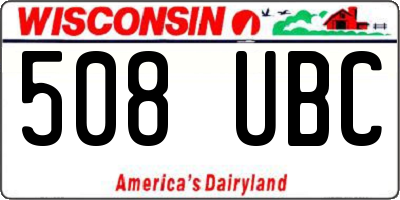 WI license plate 508UBC
