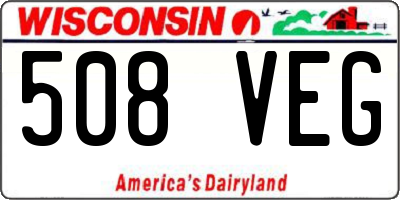 WI license plate 508VEG