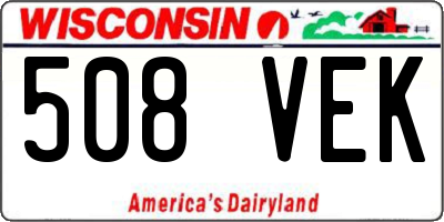 WI license plate 508VEK