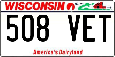 WI license plate 508VET
