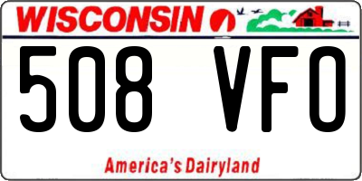 WI license plate 508VFO