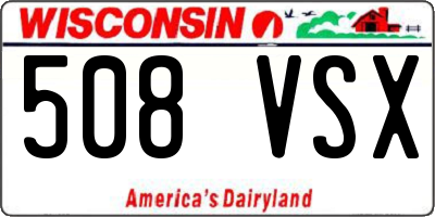 WI license plate 508VSX