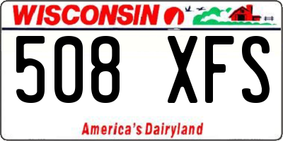 WI license plate 508XFS
