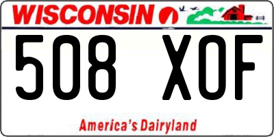 WI license plate 508XOF