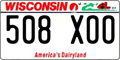 WI license plate 508XOO