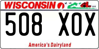 WI license plate 508XOX
